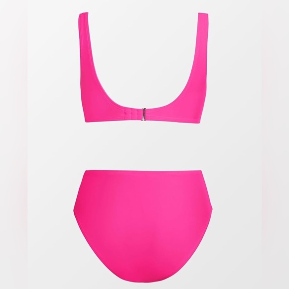 CUPSHE Leopard/Hot Pink High Waisted Two Piece Swimsuit/Swimwear/Bikini | NEW!💗 - Picture 7 of 9